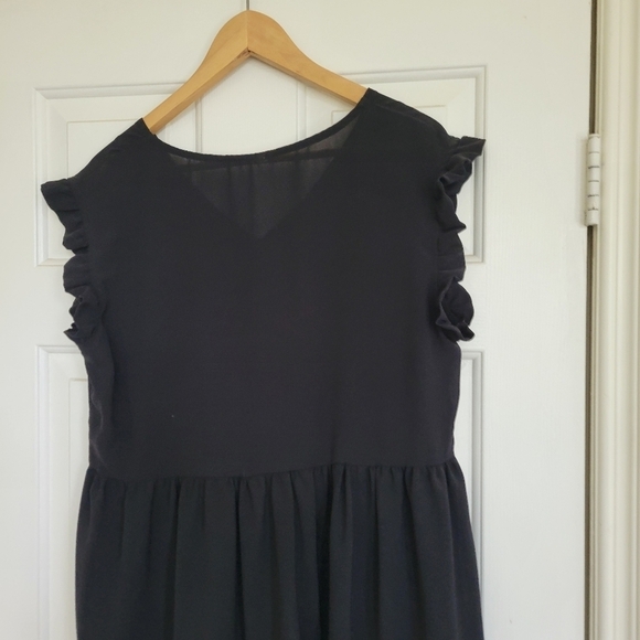 Mini Black Flowy Summer Spring Dress M - Picture 6 of 6